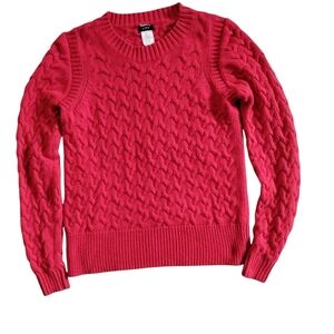 J Crew Wool Angora Blend Cable Knit Sweater Preppy Pullover